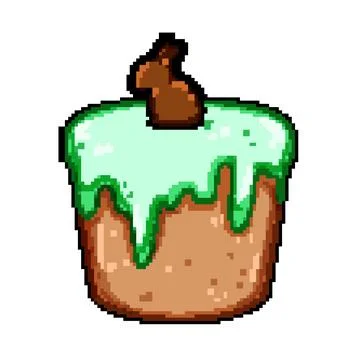 Pastel easter cupcake pixel art vector illustration Illustrazione stock