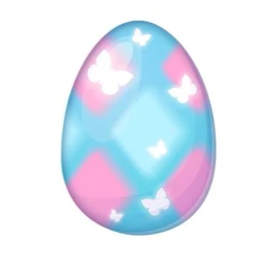Pastel Easter egg with butterflies blue pink vector Stock Illustration
