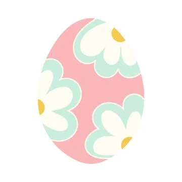 Pastel Easter Egg with Floral Pattern  Cute Holiday Decoration Illustrazione stock