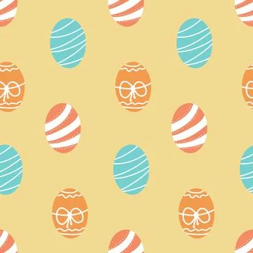 Pastel Easter egg seamless pattern, pink blue yellow white textile design and Stock Illustration