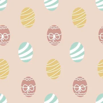 Pastel Easter egg seamless pattern, pink blue yellow white textile design and Stock Illustration