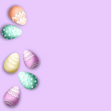 Pastel Easter eggs on light purple background Stock Illustration