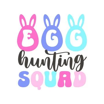 Pastel Easter Sticker with Egg Hunting Squad Text Stock-Illustration