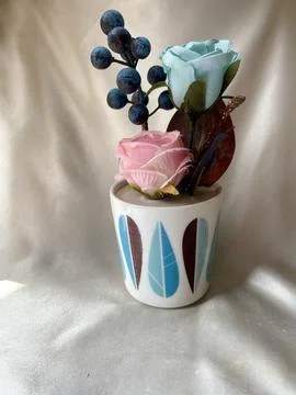 Pastel Floral Patterned Pot Stock Photos