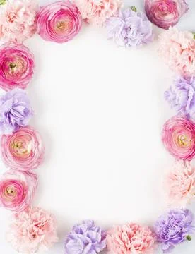 Pastel floral rectangular frame. High quality photo pastel floral rectangu... Stock Photos