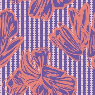 Pastel Floral Striped Seamless Pattern Design Stock Illustration