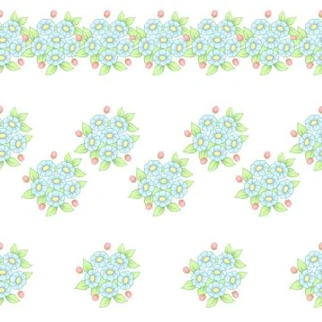 Pastel flowers patterns set Stock Illustration