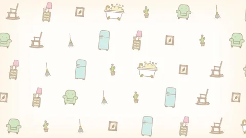 Pastel Furniture Pattern Background 動画素材 309257948