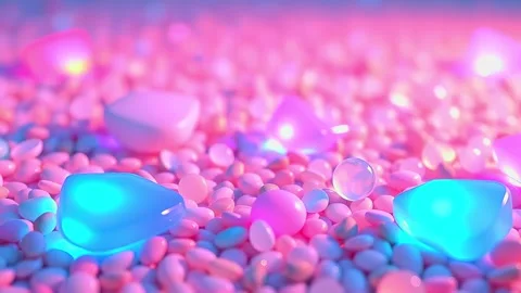 Pastel Gemstones: Gradient Background Animation of Glowing Jewels with Elegant Stock Footage 330321040
