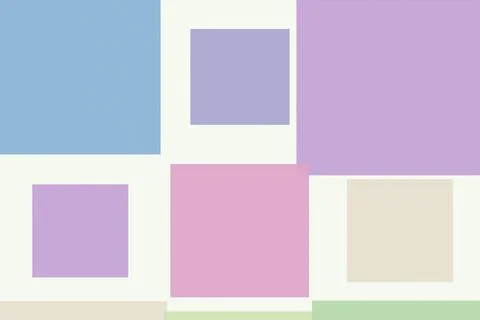 Pastel geometric blocks float across a light background in pink, lavender, .. Illustrazione stock