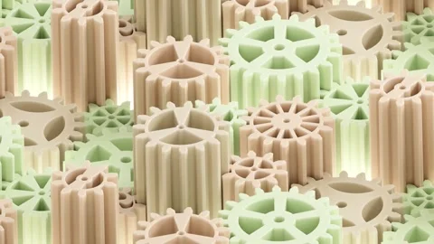 Pastel Geometric Cogwheel Horizontal Loop 4K Stock Footage 265031329