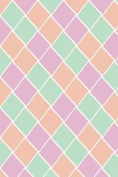 Pastel geometric diamond pattern background with mint, peach, lavender and .. Stock-Illustration