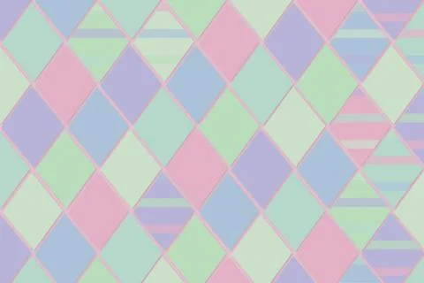 Pastel geometric diamond pattern in soft pink, mint, and blue creates a cal.. Stock Illustration
