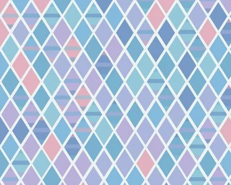 Pastel geometric diamond pattern in soft pink, blue, and lavender creates a.. Stock Illustration