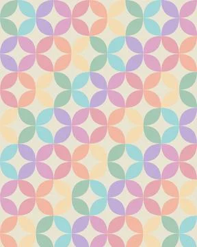 Pastel geometric flower pattern with repeating petal shapes in soft colors,.. Stock Illustration