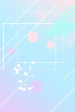 Pastel geometric frames float over a light blue background with soft bubble.. Ilustração Stock