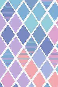 Pastel geometric lattice pattern with overlapping diamond shapes in blue, p.. Stock Illustration