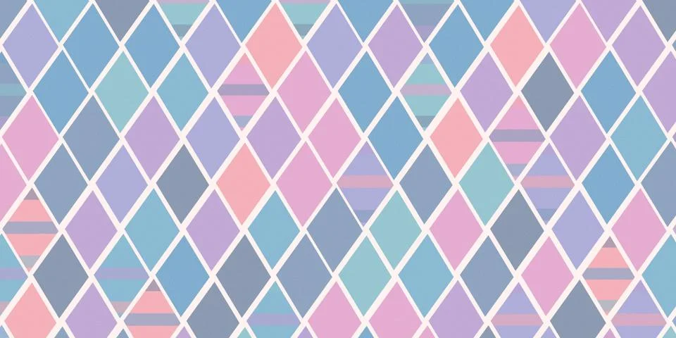 Pastel geometric lattice pattern with repeating diamond shapes in blue, pin.. Stock Illustration