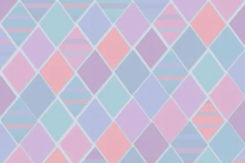 Pastel geometric lattice pattern in soft pink, blue, and purple creates a c.. Stock Illustration