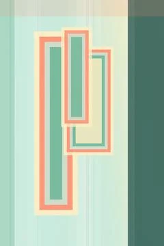 Pastel geometric layered frame pattern with teal and coral outlines on a cr.. Stockillustratie