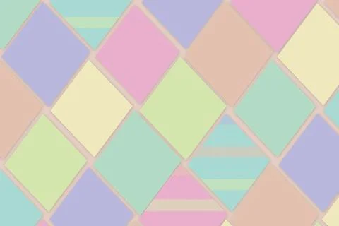 Pastel geometric mosaic pattern with interlocking diamond tiles in soft pin.. Stock Illustration