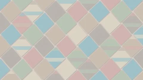 A pastel geometric mosaic pattern with soft blue, pink, mint and beige tile.. Stockillustratie
