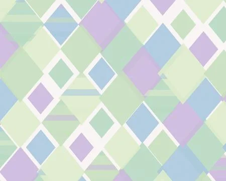 Pastel geometric pattern featuring overlapping squares in mint, lavender, a.. Stock Illustration