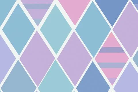 Pastel geometric pattern with overlapping diamond and stripe shapes in blue.. Stock Illustration