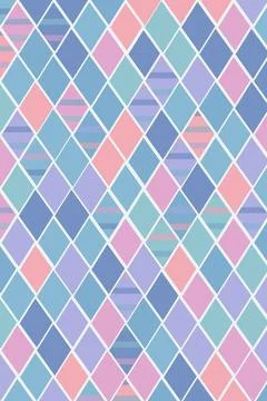 Pastel geometric rhombus pattern with layered stripes creates a playful, cl.. Stock Illustration