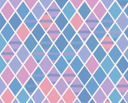Pastel geometric rhombus pattern with soft blue, pink, and subtle striped a.. Stock Illustration