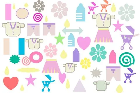 Pastel geometric shape form a pattern to be accessory of baby on white back.. Illustrazione stock