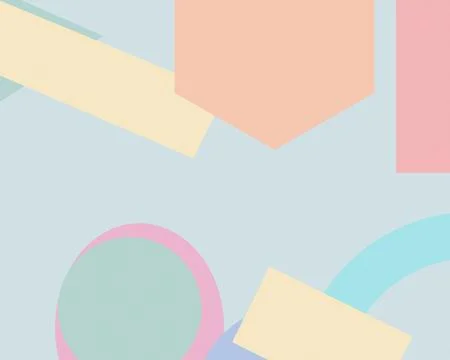 Pastel geometric shapes in soft pink, blue, and beige create a calm modern .. Stock Illustration