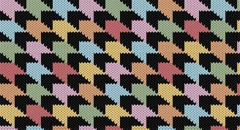 Pastel gingham knitted pattern, Festive Sweater Design. Seamless Knitted Patt Stock Illustration