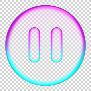 Pastel glass pause icon in gradient glassmorphism style for media control, .. Stock Illustration