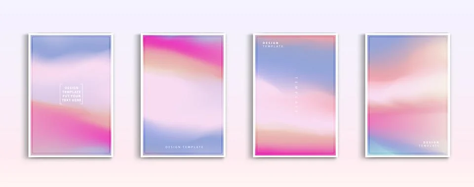 Pastel gradient backgrounds vector set. Soft tender white, orange, pink, pu.. Ilustração Stock