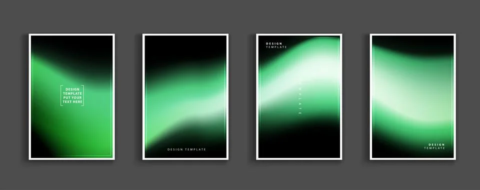 Pastel gradient backgrounds vector set. soft tender green, yellow and blue .. Stock Illustration