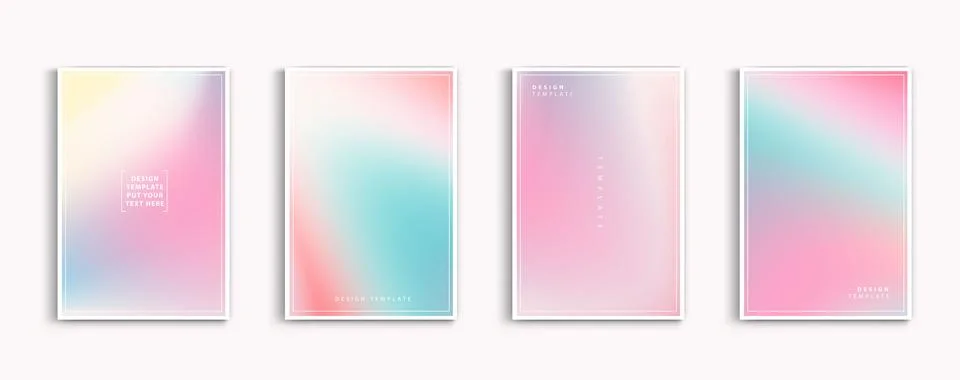 Pastel gradient backgrounds vector set. soft tender yellow, pink, white and.. Illustrazione stock