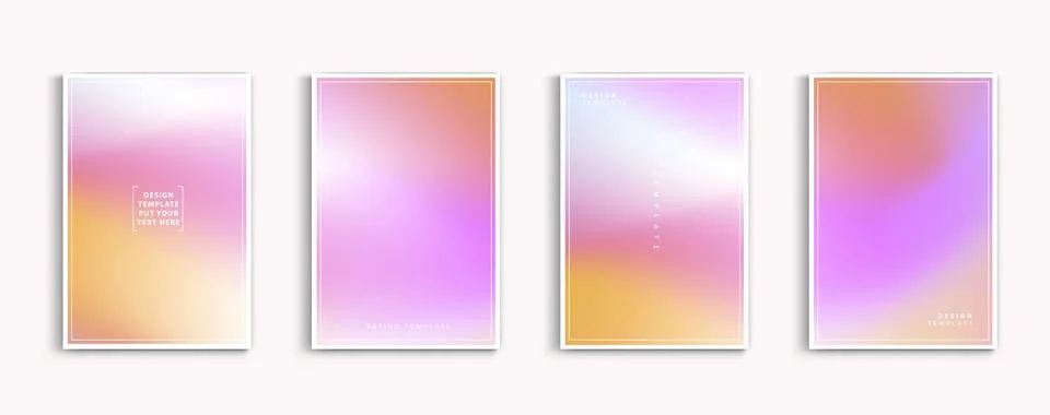 Pastel gradient backgrounds vector set. soft tender yellow, pink, white and.. 스톡 일러스트