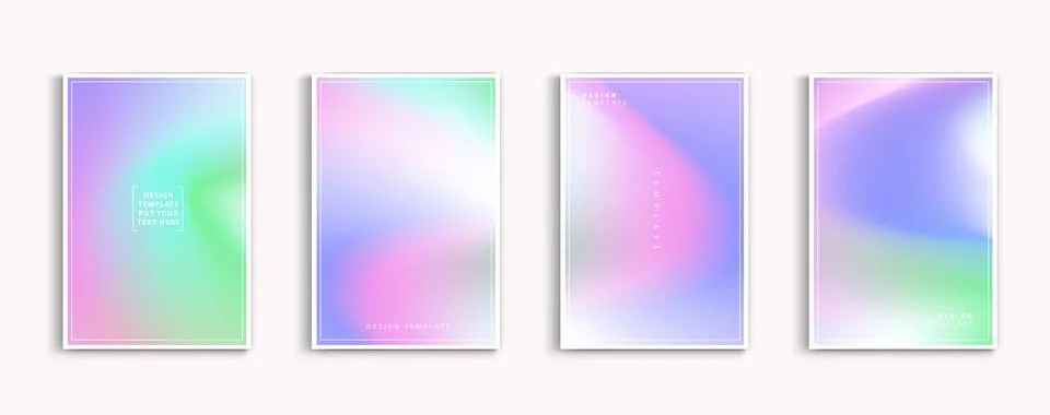 Pastel gradient backgrounds vector set. soft tender green, pink, white and .. Illustrazione stock