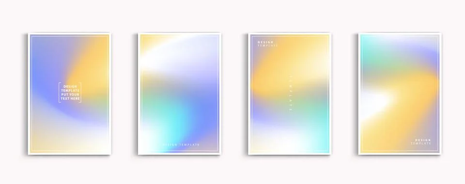 Pastel gradient backgrounds vector set. soft tender yellow, pink, white and.. 스톡 일러스트