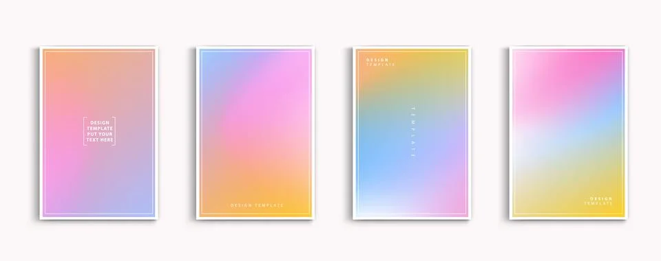 Pastel gradient backgrounds vector set. soft tender yellow, pink, white and.. イラスト素材