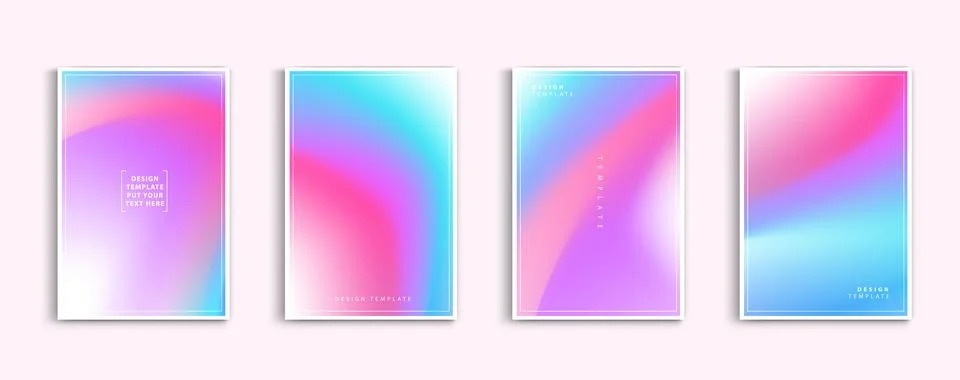 Pastel gradient backgrounds vector set. soft tender yellow, pink, white and.. Ilustração Stock