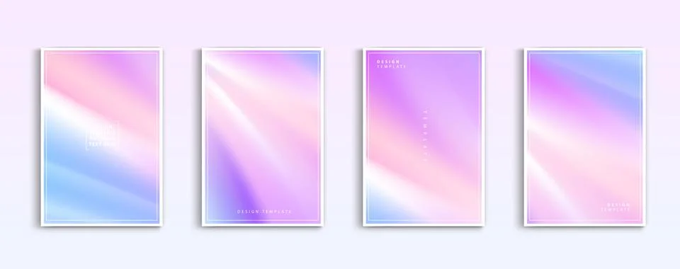 Pastel gradient backgrounds vector set. soft tender green, pink, white and .. 스톡 일러스트