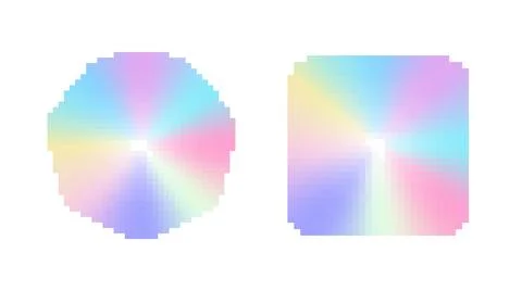 Pastel gradient pixel art circles. Two pixelated gradient circles with soft Ilustración de archivo