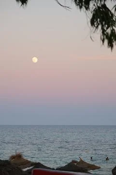 Pastel gradient sky after sunset on the beach in Hammamet ,Tunisia Stock Photos