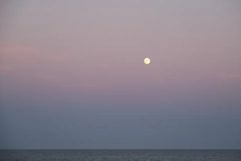 Pastel gradient sky after sunset on the beach in Hammamet ,Tunisia Stock Photos