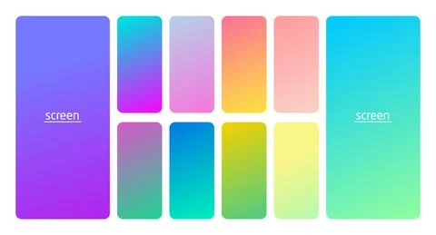 Pastel gradient smooth and soft vibrant color background set. Stock Illustration