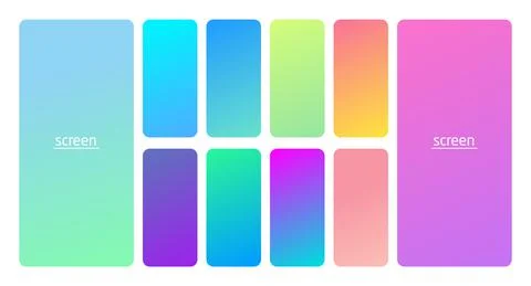 Pastel gradient smooth and soft vibrant color background set. Stock Illustration