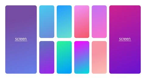 Pastel gradient smooth and soft vibrant color background set. Illustrazione stock