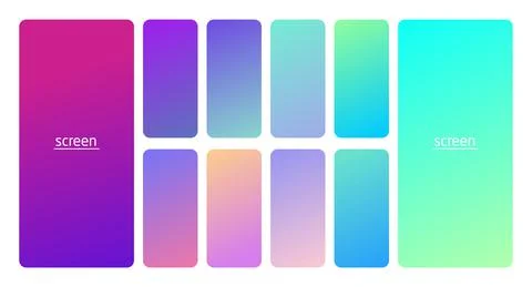 Pastel gradient smooth and soft vibrant color background set. Stock Illustration